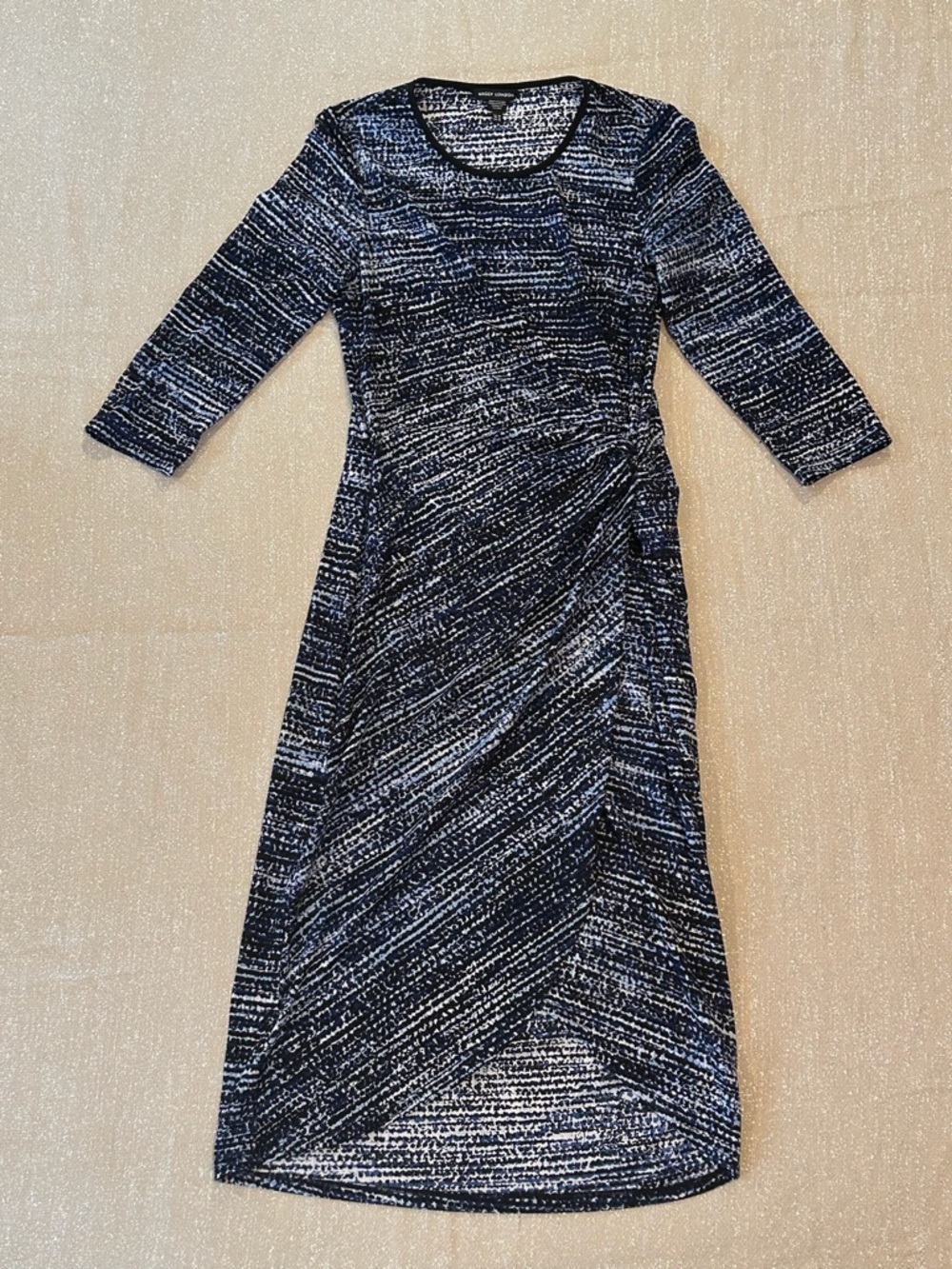 Maggy London Blue and Black Patterned Sheath Dress, size 10